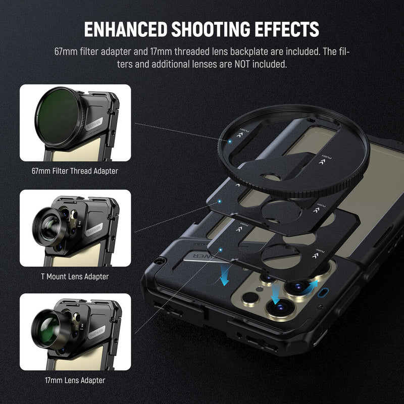Neewer QR Cage with 17mm, 67mm and T-Mount for Samsung S24 Ultra and Handle