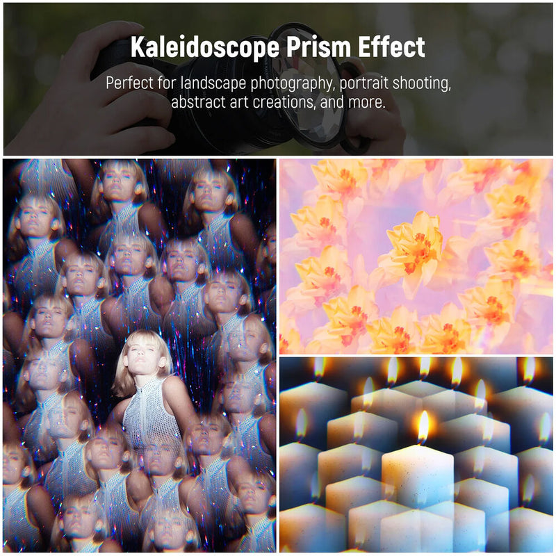 Neewer Handheld Kaleidoscope Prism Lens Filter with Two-Finger Handle (77mm)