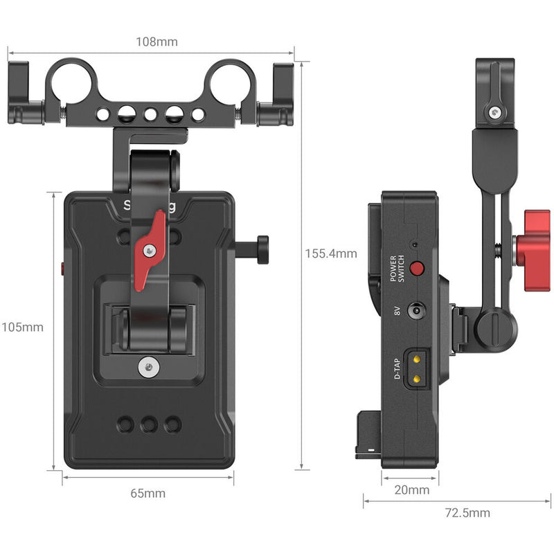 SmallRig V-Mount Battery Adapter Plate with Extension Arm