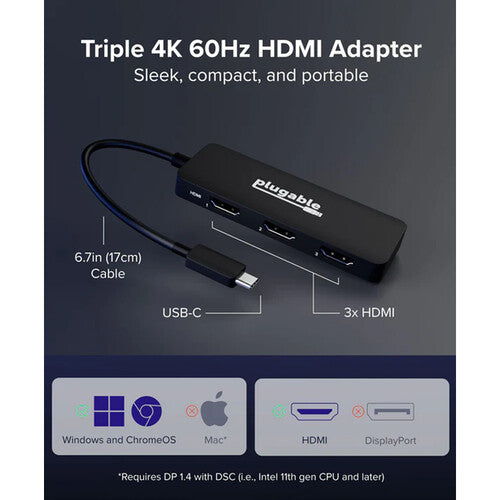 Plugable USB-C to Triple HDMI Display Adapter