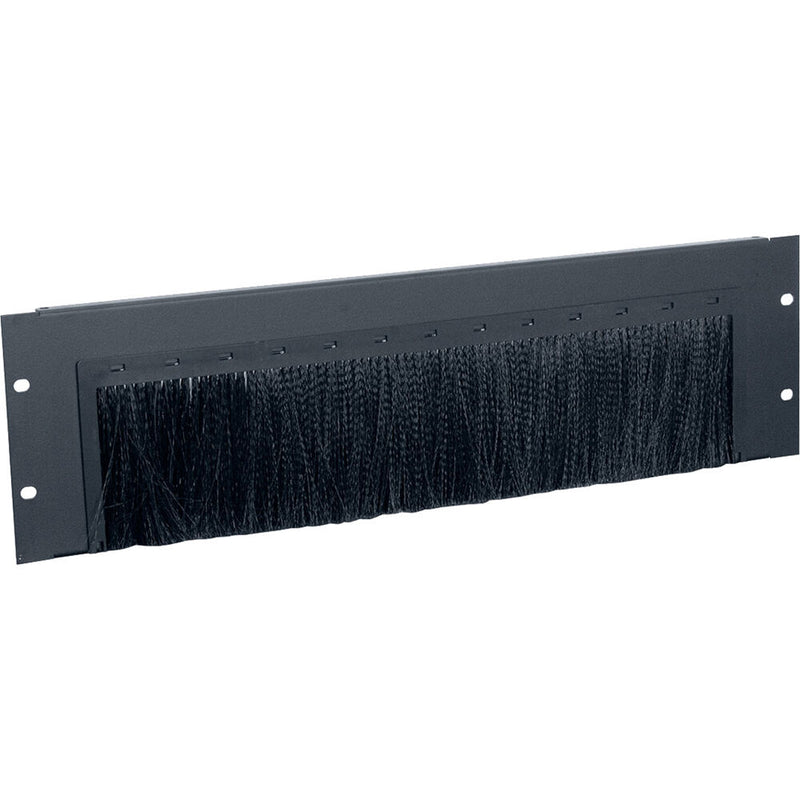 Lowell Manufacturing 19" Cable Brush Panel with Tray for Cable Support (3 RU)