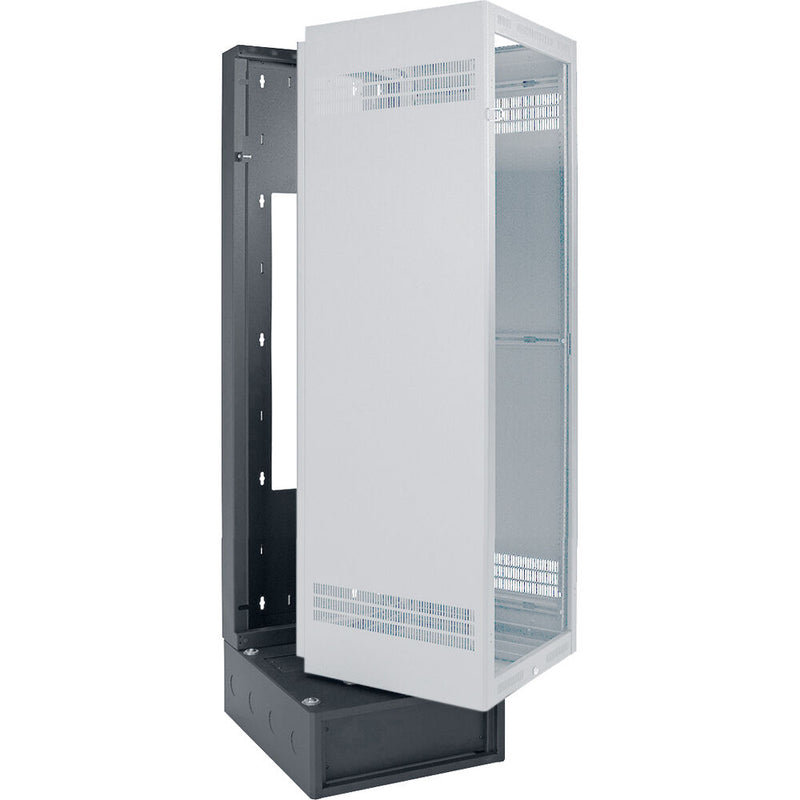 Lowell Manufacturing Wall-Mounted 40 RU, 28" Deep Rack with 4 RU Base (with Back Box)