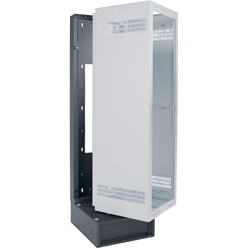 Lowell Manufacturing Wall-Mounted 44 RU, 28" Deep Rack with 4 RU Base (with Back Box)