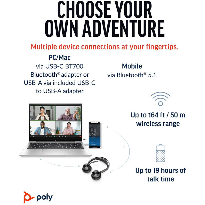 Poly Voyager Focus 2 UC Stereo Bluetooth Headset (Microsoft Teams Certified)
