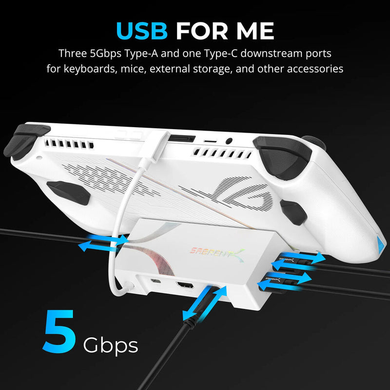 Sabrent DS-RA6P USB-C 6-Port Docking Station with Power Delivery for Asus ROG Ally (White)