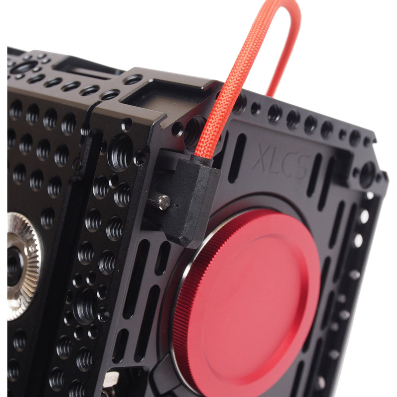 XLCS Designs Locking USB-C Right-Angle to Right-Angle EVF Cable for PYXIS 6K (31.5", Red)