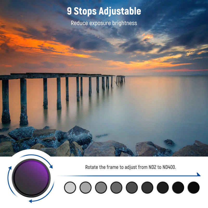 Neewer MRC Variable ND Filter with Lens Cap (67mm, 1 to 9-Stop)