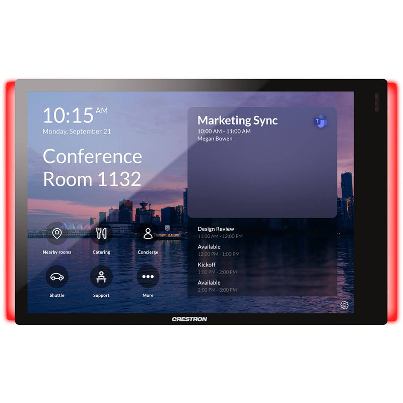 Crestron TSS-770-T-B-S-LB 7" Touchscreen Room Scheduling Monitor with Light Bar Kit for Microsoft Teams (Black)
