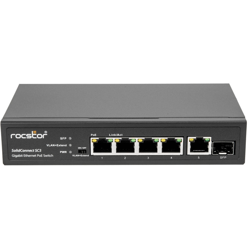 Rocstor SolidConnect SC5 5-Port Gigabit PoE+ Compliant Unmanaged Network Switch