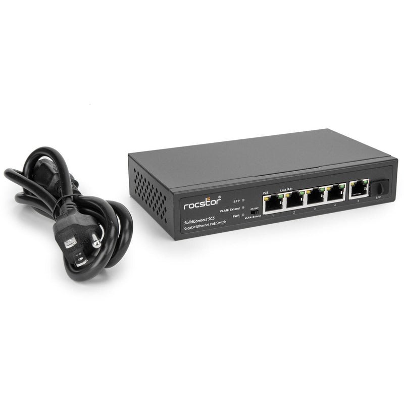 Rocstor SolidConnect SC5 5-Port Gigabit PoE+ Compliant Unmanaged Network Switch