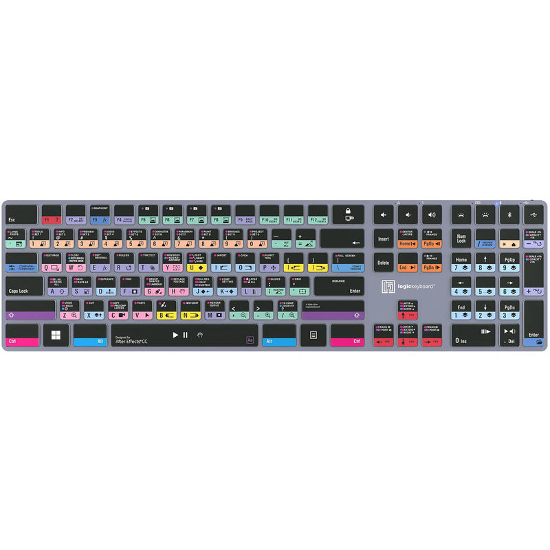 Logickeyboard Adobe After Effects CC TITAN Wireless Backlit US English Keyboard for Windows