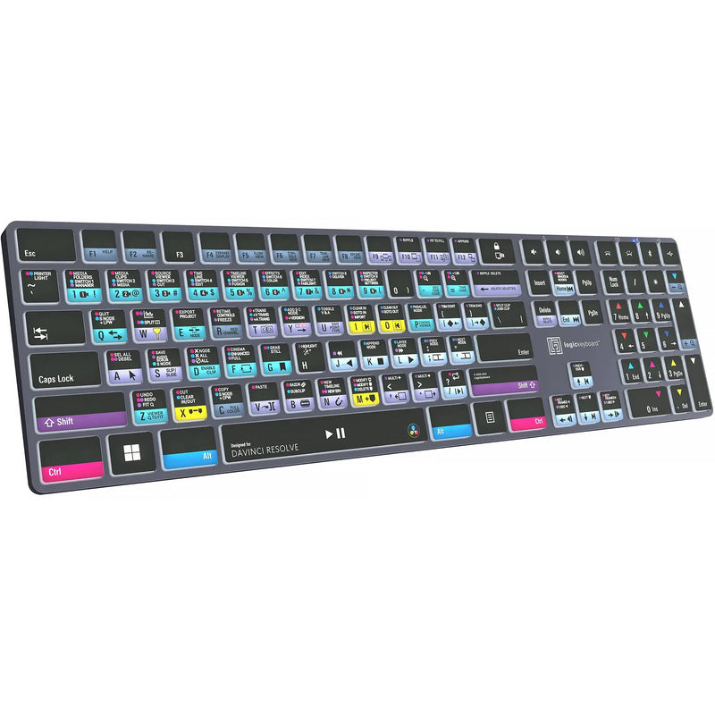 Logickeyboard Davinci Resolve Classic TITAN Wireless Backlit US English Keyboard for Windows