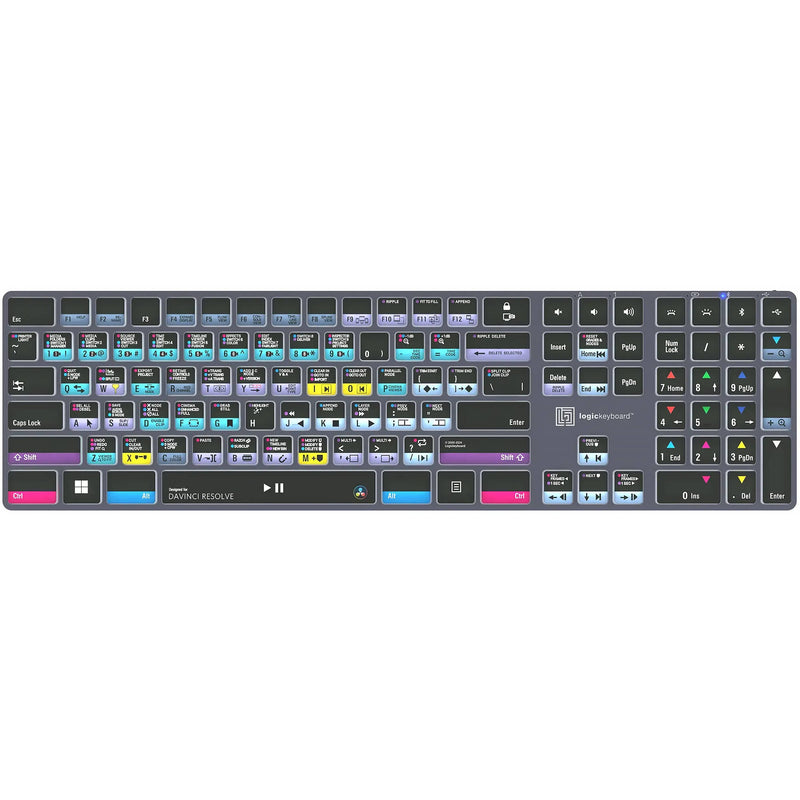 Logickeyboard Davinci Resolve Classic TITAN Wireless Backlit US English Keyboard for Windows