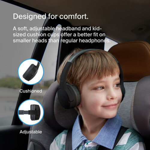 Belkin SoundForm Mini Wireless On-Ear Headphones for Kids (Gen 2, Black)