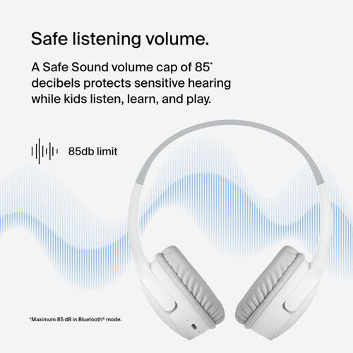 Belkin SoundForm Mini Wireless On-Ear Headphones for Kids (Gen 2, White)