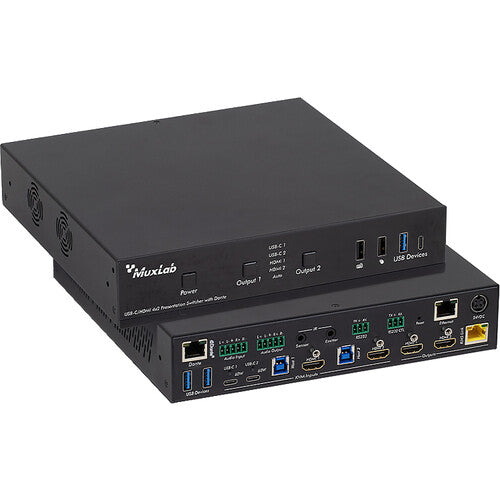MuxLab USB-C/HDMI 4x2 Presentation HDBaseT Switcher System with Dante