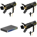 ikan Lyra LBF60Z-PoE Bi-Color LED Fresnel Zoom Light (Unmanaged Switch, 3-Light Kit))