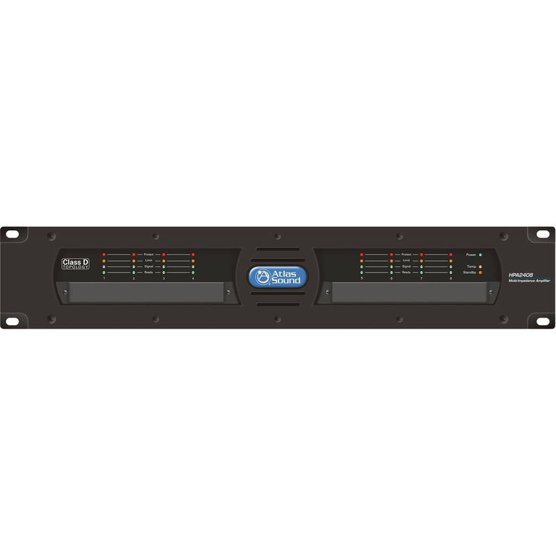 AtlasIED HPA2408 Eight-Channel 2400W Commercial Amplifier (Black)