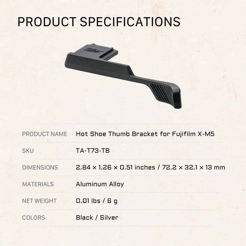 Tilta Hot Shoe Thumb Bracket for FUJIFILM X-M5 (Black)