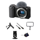 Sony ZV-E10 Mirrorless Camera with Live Streaming Kit (Black)