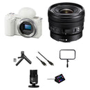 Sony ZV-E10 Mirrorless Camera with 10-20mm f/4 Lens and Live Streaming Kit (White)