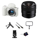 Sony ZV-E10 Mirrorless Camera with 11mm f/1.8 Lens and Live Streaming Kit (White)