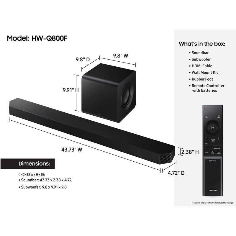 Samsung HW-Q800F 5.1.2-Channel Dolby Atmos Soundbar System