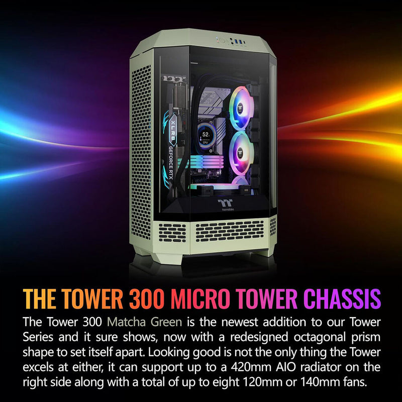 Thermaltake The Tower 300 Micro Tower Micro-ATX Computer Chassis (Matcha Green)