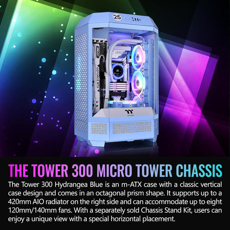 Thermaltake The Tower 300 Micro Tower Micro-ATX Computer Chassis (Hydrangea Blue)