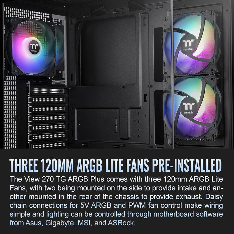 Thermaltake View 270 Plus TG ARGB Mid Tower ATX Computer Chassis (Black)