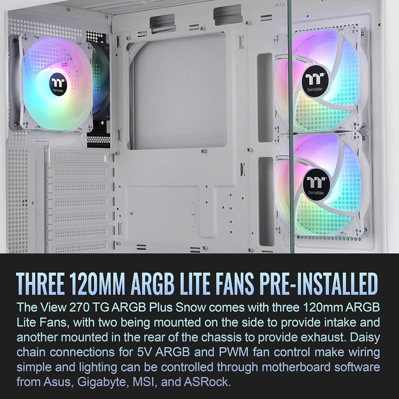 Thermaltake View 270 Plus TG ARGB Mid Tower ATX Computer Chassis (Snow)