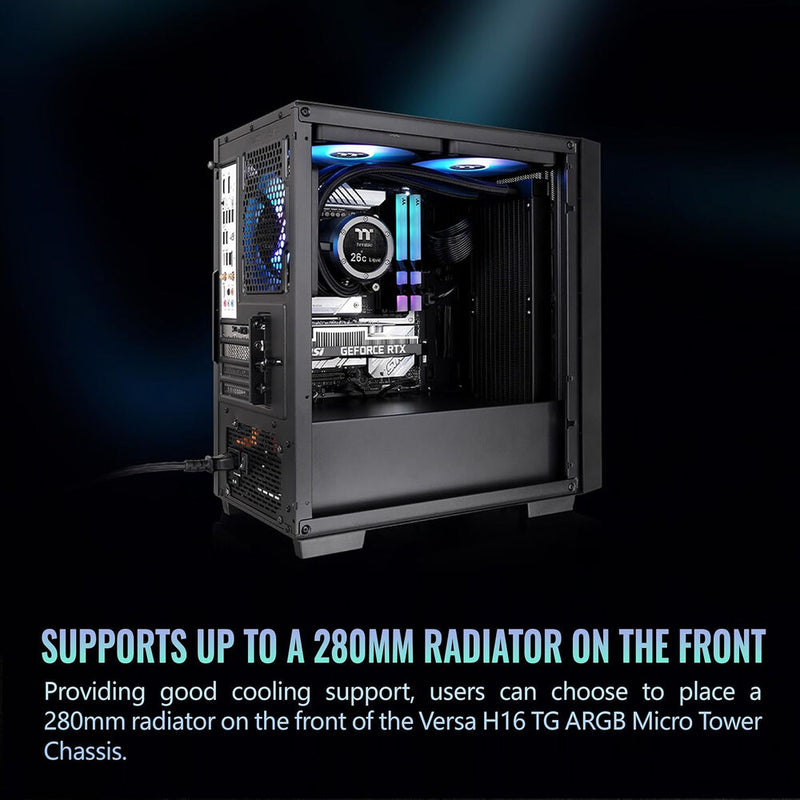 Thermaltake Versa H16 TG ARGB Micro Tower Micro-ATX Computer Chassis (Black)