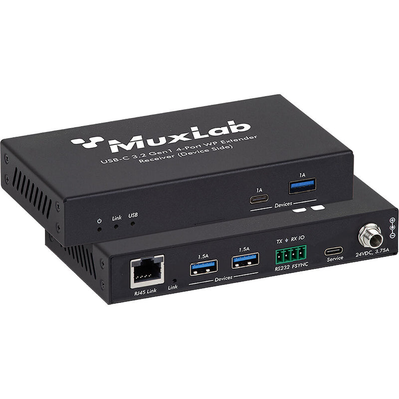 MuxLab USB-C 3.2 Gen 1 4-Port Wall Plate Extender Kit (328')