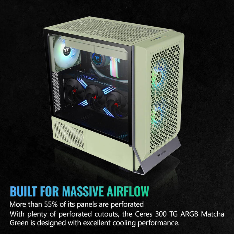 Thermaltake Ceres 300 TG ARGB Mid-Tower ATX Computer Chassis (Matcha Green)