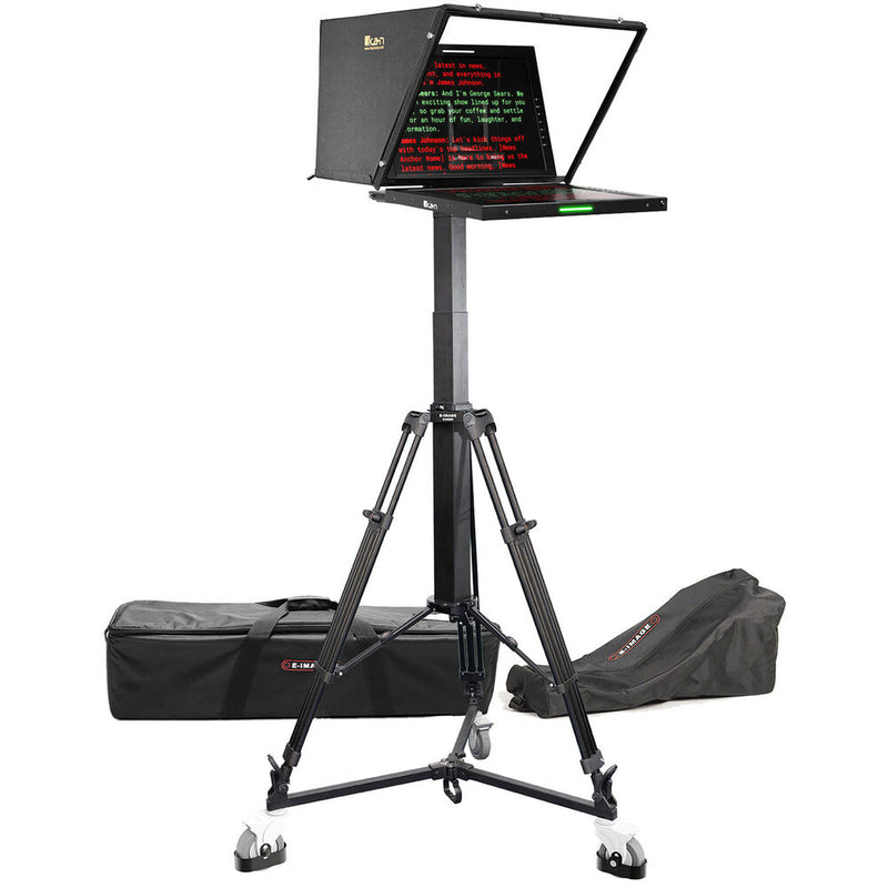 ikan PT419W 19" Widescreen PTZ 3G-SDI Teleprompter with Motorized Pedestal & Dolly Turnkey