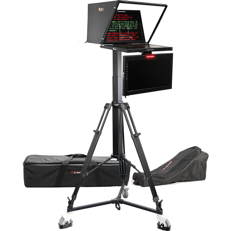 ikan PT419W 19" Widescreen PTZ 3G-SDI Teleprompter with Widescreen Talent Monitor, Motorized Pedestal & Dolly Turnkey