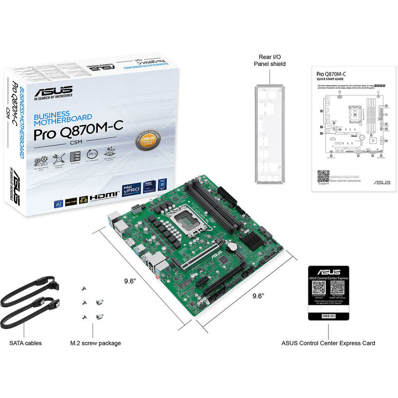 ASUS Pro Q870M-C-CSM LGA 1851 Micro-ATX Motherboard