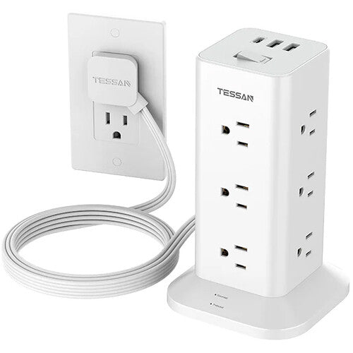 Tessan 12-Outlet Tower Surge Protector with 3 USB Ports (6')