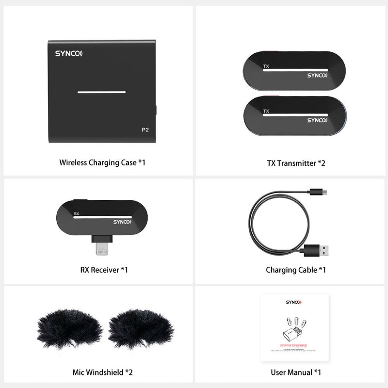 Synco WAir-P2SL 2-Person Wireless Microphone System with Lightning Connector for iOS Devices (2.4 GHz, Black)