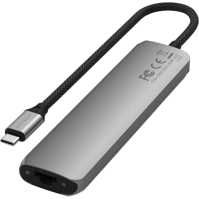 Satechi Slim USB-C 7-in-1 Multi-Port Adapter with Ethernet (Gray)