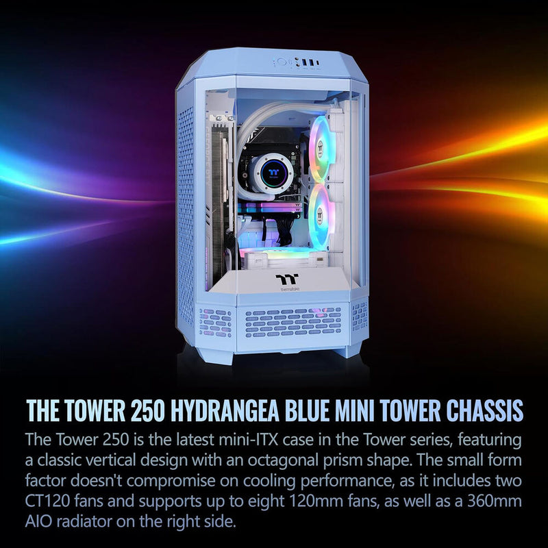 Thermaltake The Tower 250 Mini Tower Mini-ITX Computer Chassis (Hydrangea Blue)