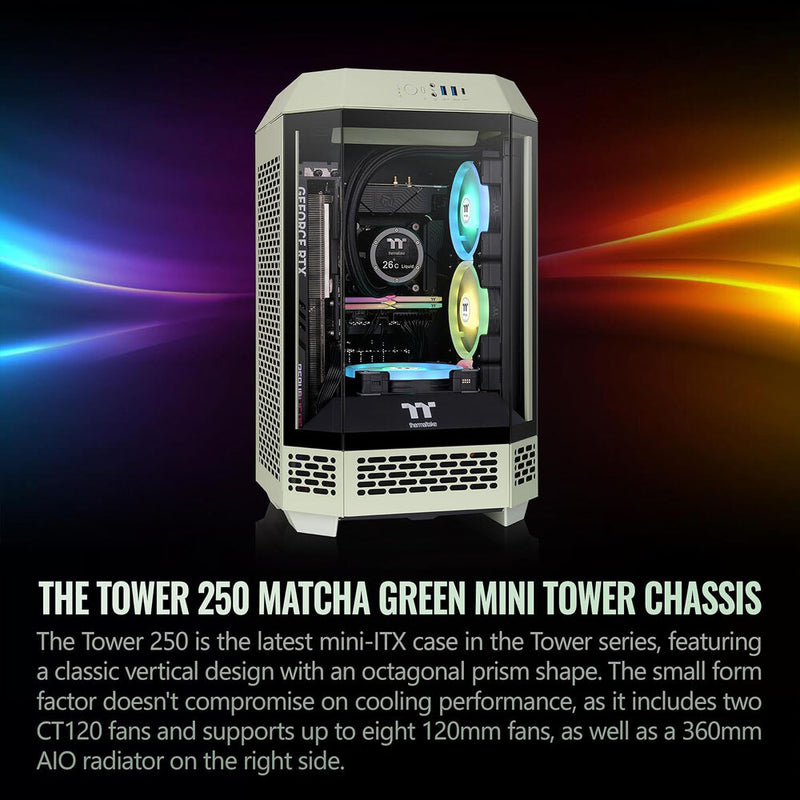Thermaltake The Tower 250 Mini Tower Mini-ITX Computer Chassis (Matcha Green)