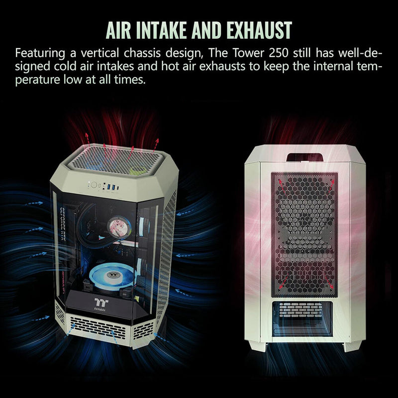 Thermaltake The Tower 250 Mini Tower Mini-ITX Computer Chassis (Matcha Green)