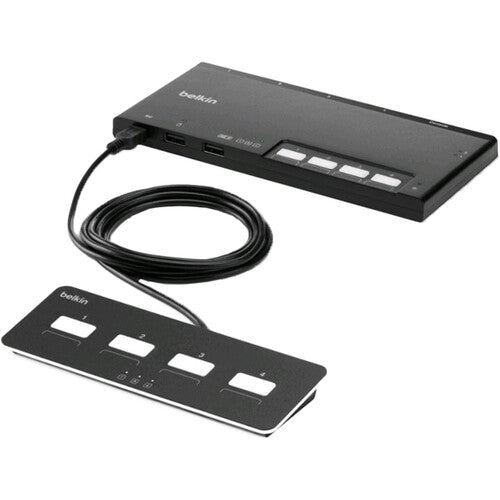 Belkin 4-Port Dual-Head Modular Secure KVM Switch Base Unit with Remote