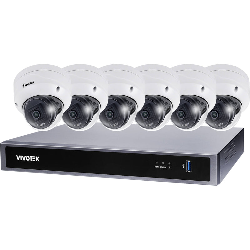 Vivotek V5K6D3A2 8-Channel 8MP NVR with 2TB HDD & Six 5MP Dome Cameras Kit