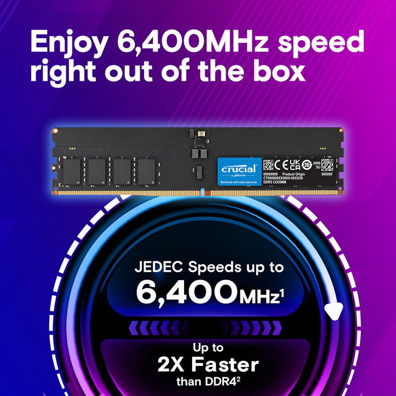 Crucial 64GB DDR5 6400 MHz CUDIMM Memory Kit (2 x 32GB)