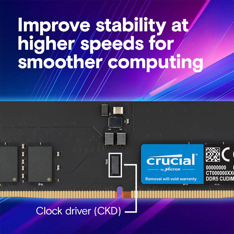 Crucial 64GB DDR5 6400 MHz CUDIMM Memory Kit (2 x 32GB)
