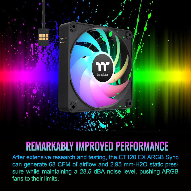 Thermaltake CT120 EX ARGB Sync PC 120mm Cooling Fan (3-Fan Pack, Black)