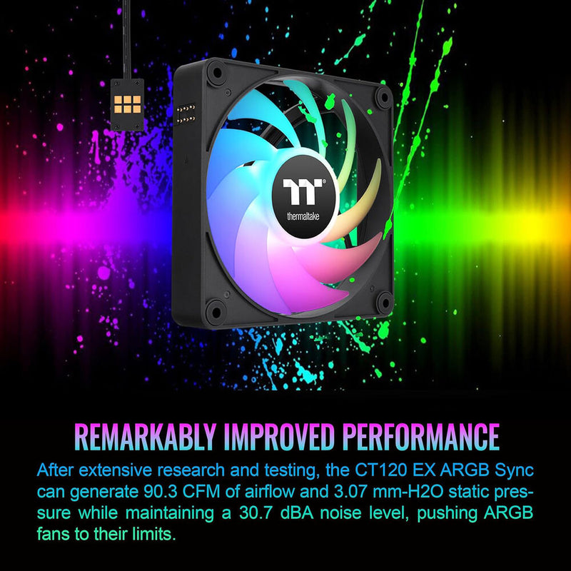 Thermaltake CT140 EX ARGB Sync PC 140mm Cooling Fan (3-Fan Pack, Black)