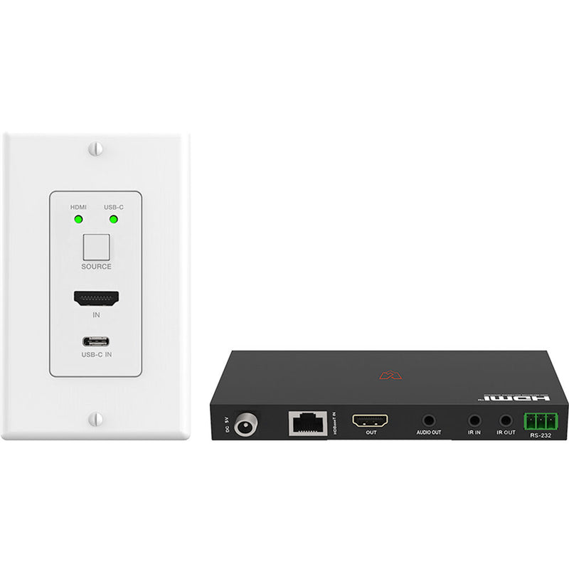 VigilLink 2x1 HDBaseT 4K60 USB-C/HDMI Wall Plate & Receiver Set with Auto-Switching